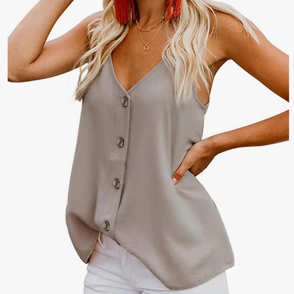 Tops - Boutique Button Down Tank Top Dressy Cami